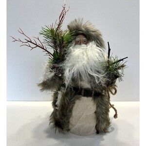 Santa Claus Fur Trimmed Figure Woodland Christmas Table Top Fabric Coat 13"
